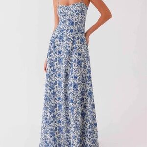 Peppermayo Blue and White Floral Maxi Dress